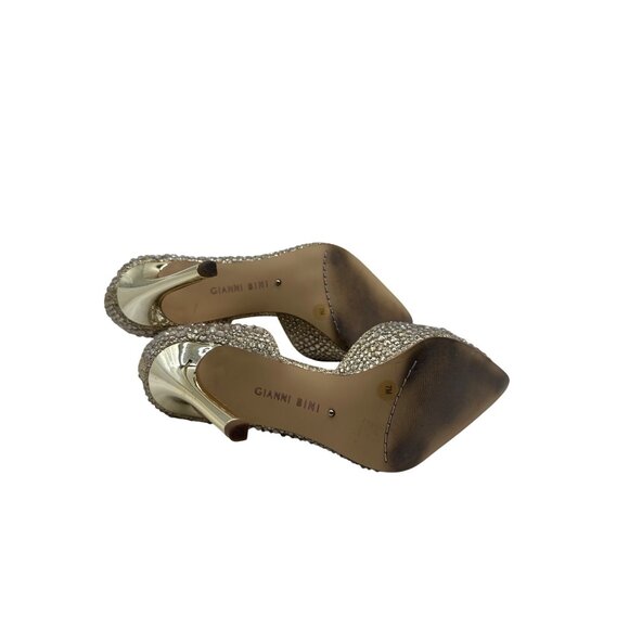 Gianni Bini Size 7 Stylist Classic Gold Rhinestone Studded Stiletto Heels - Picture 11 of 12